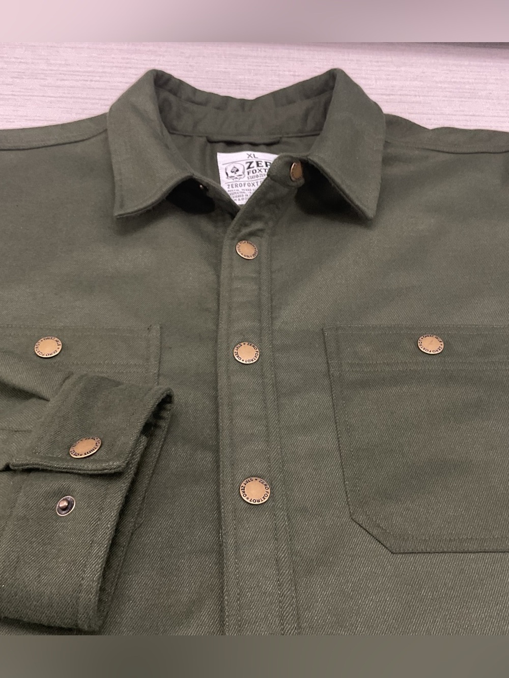 Zero Foxtrot Flannel Shacket Men’s XL Olive Utility Military Jacket